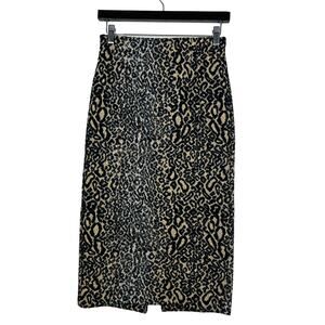 Halogen Knit Midi Animal Print Skirt Long Casual Warm Winter - XS
